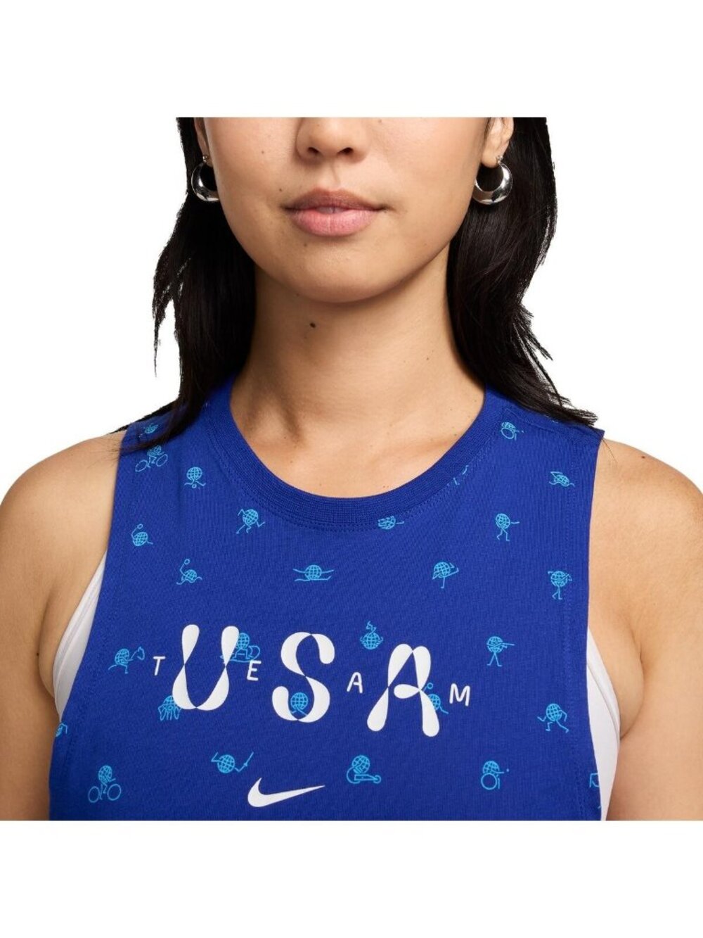Women's Nike Blue Team USA Icon Allover Print Muscle Tank Top Small New with Tag - Picture 3 of 4